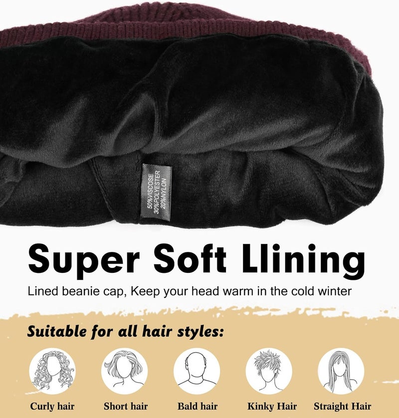 Wmcaps Winter Beanie for Men Women, Fleece Lined Beanie Soft Warm Knit Hat Ski Stocking Cuffed Cap - Image 2